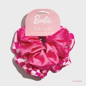 Barbie x Kitsch | Pink Satin Scrunchies 2-Pack